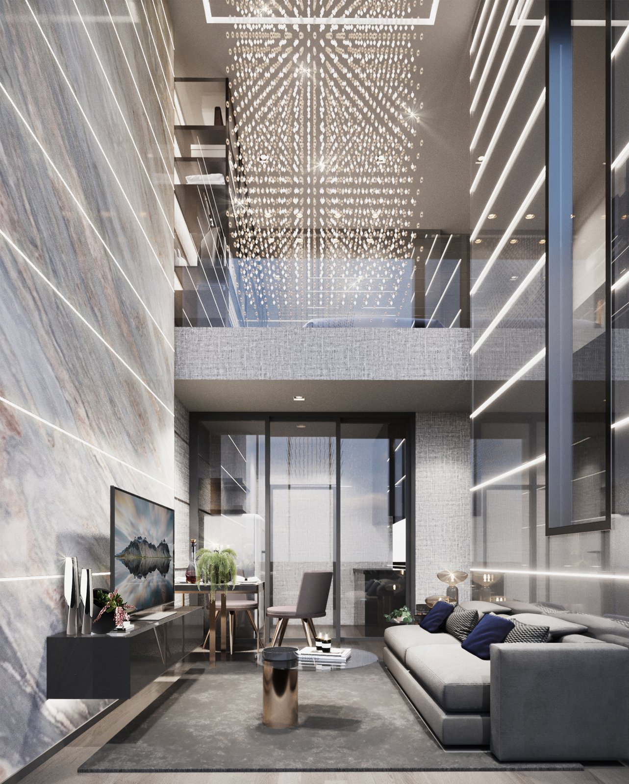 Ideo Mobi Sukhumvit Eastpoint duplex double-height living space